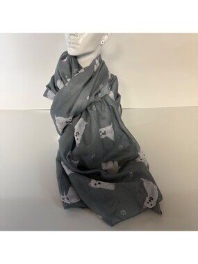 Comfies Gray White Terrier Dog Lover Scarf Wrap Unisex Fashion Accessory